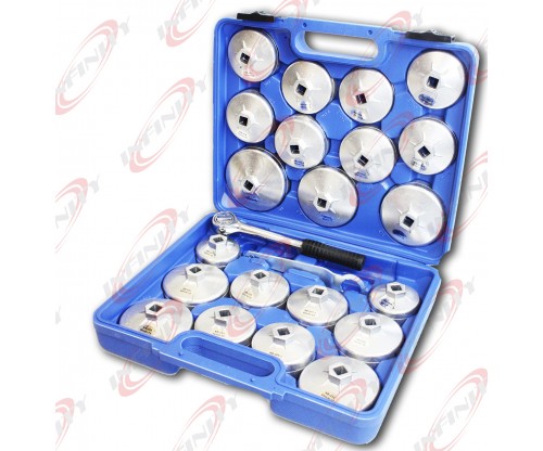  23pc Aluminum Alloy Cup Type Oil Filter Cap Wrench Socket Removal Set 1/2"Dr.